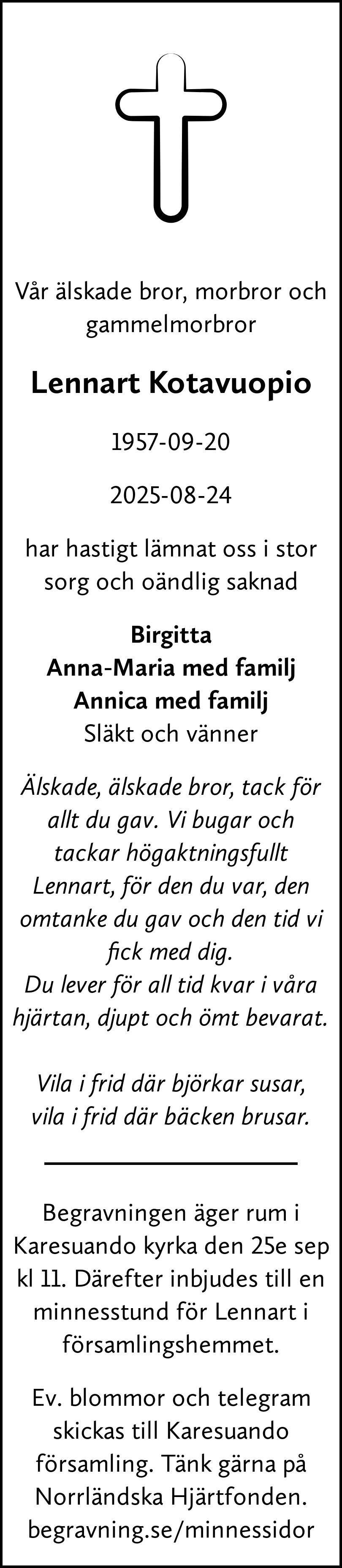 Dödsannons för Lennart