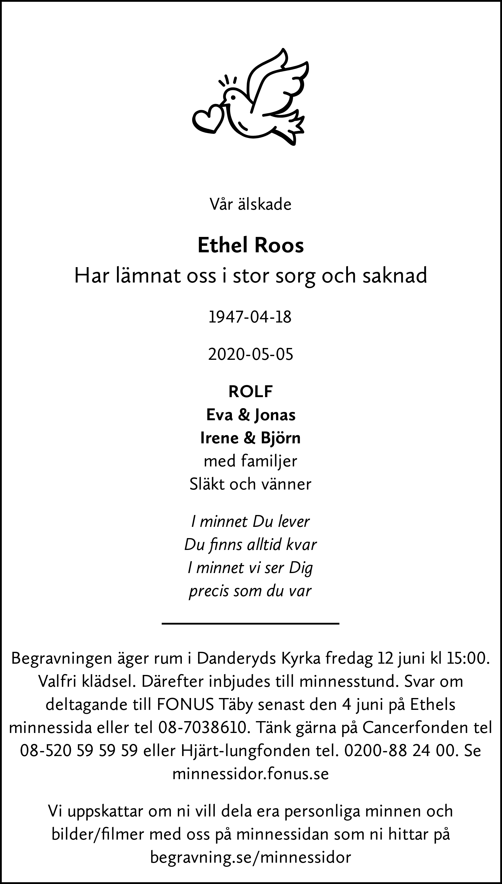 Dödsannons för Rosan