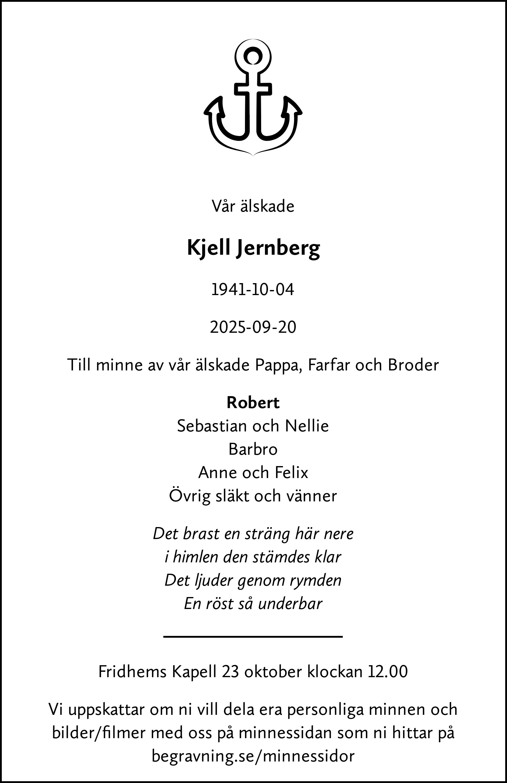 Dödsannons för Jernet