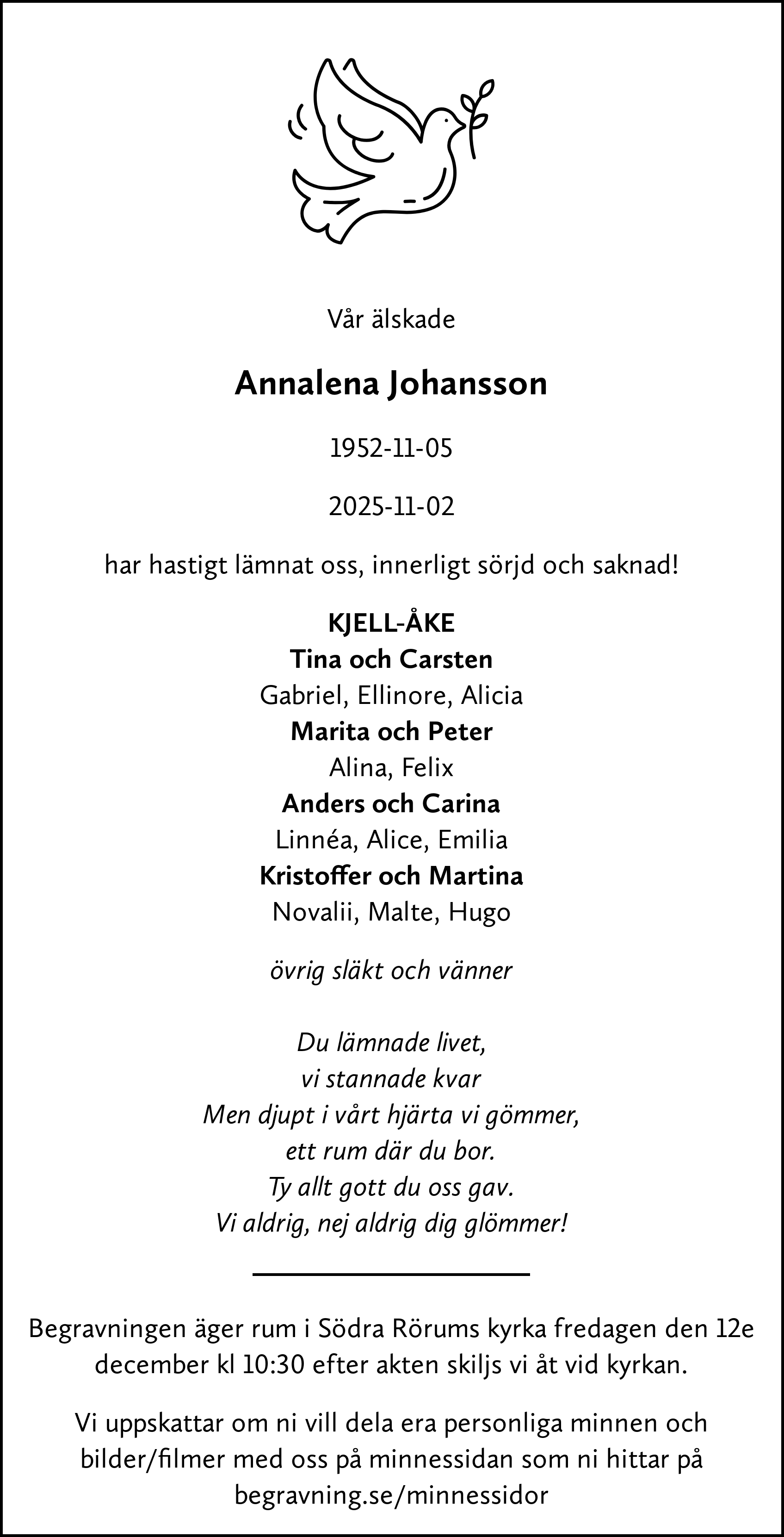 Dödsannons för Annalena