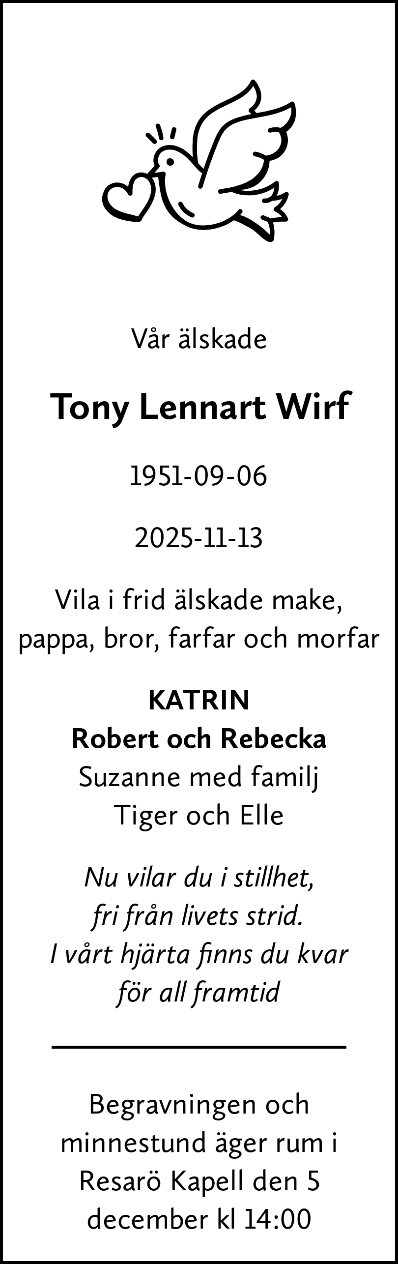 Dödsannons för Tony