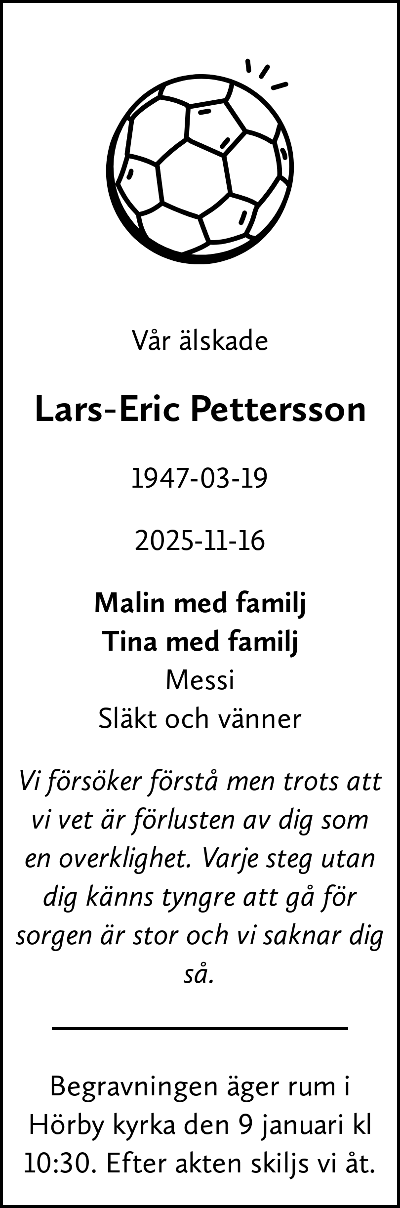 Dödsannons för Lars-Eric