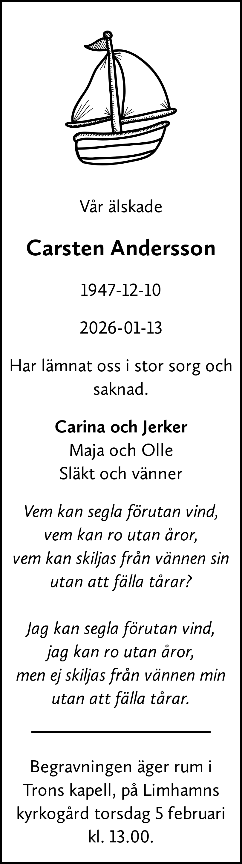 Dödsannons för Carsten
