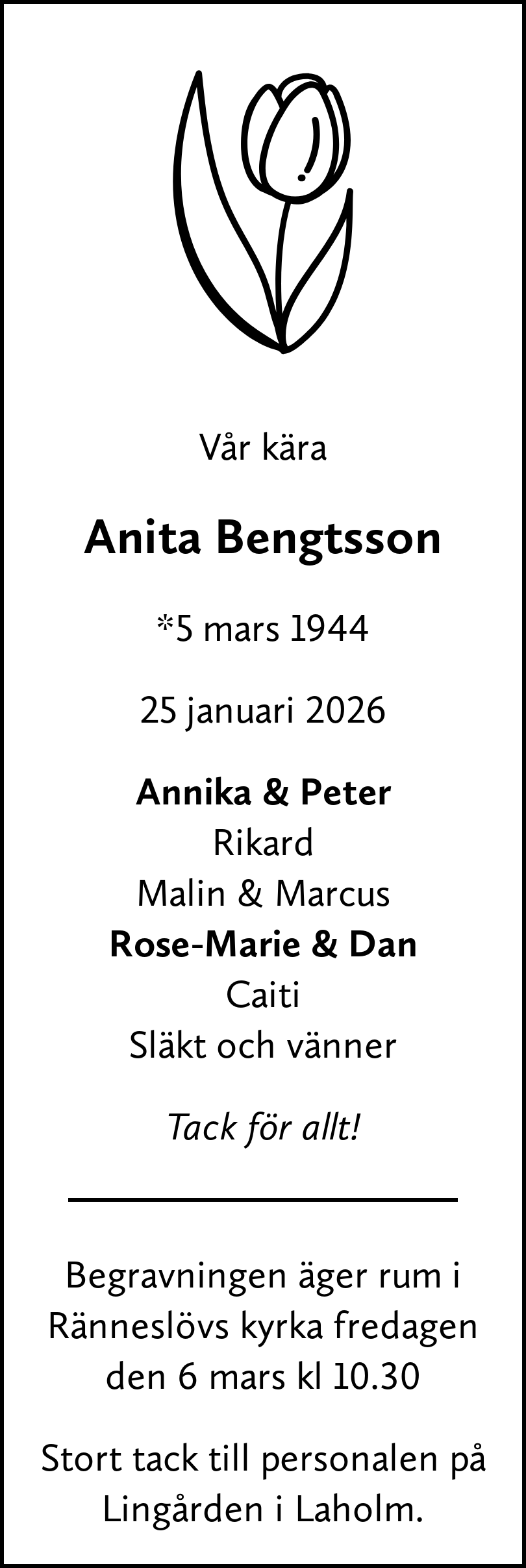 Dödsannons för Anita
