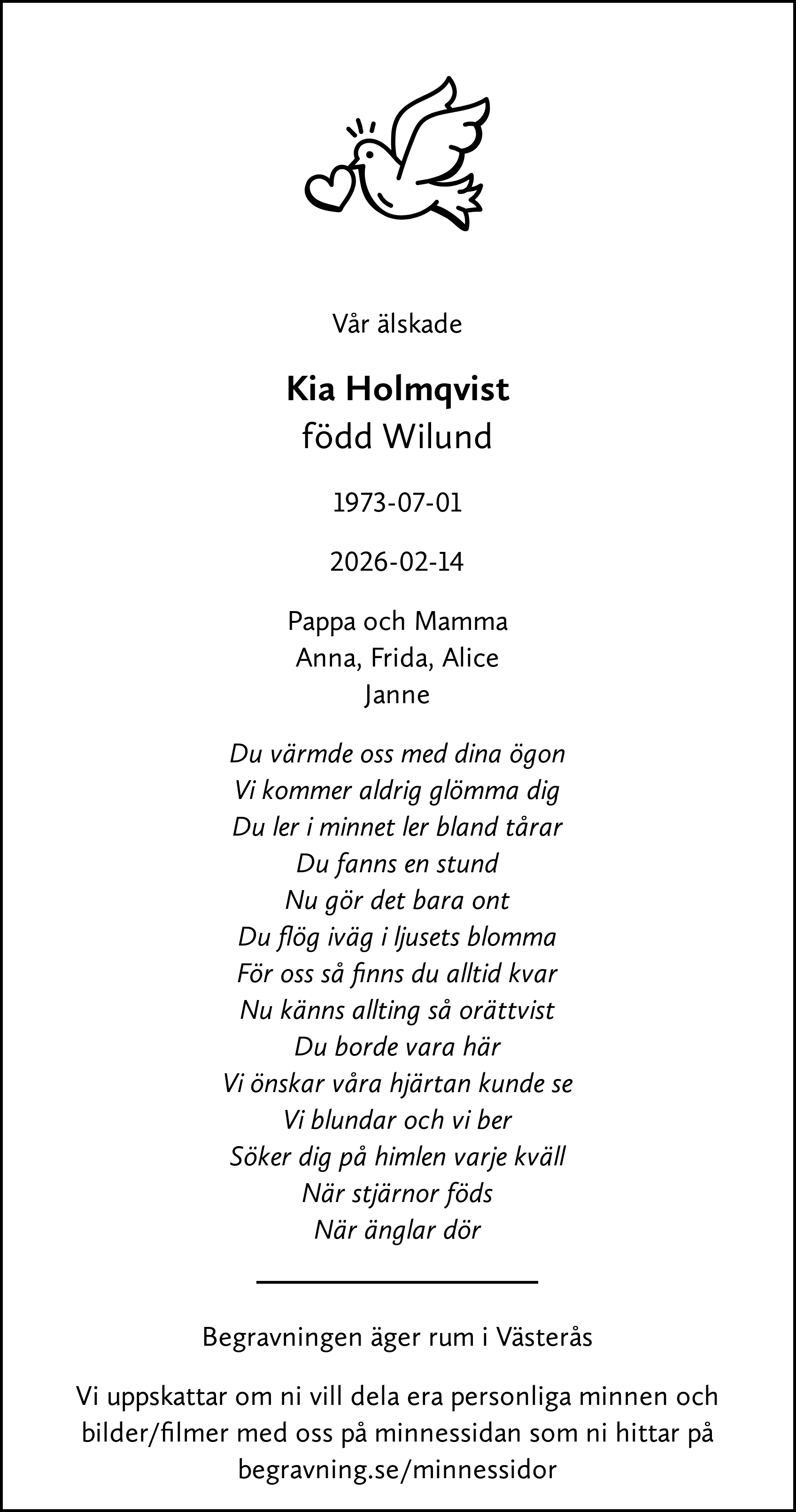 Dödsannons för Kia