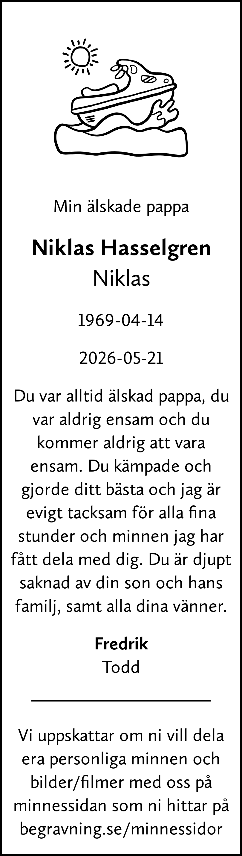 Dödsannons för Niklas