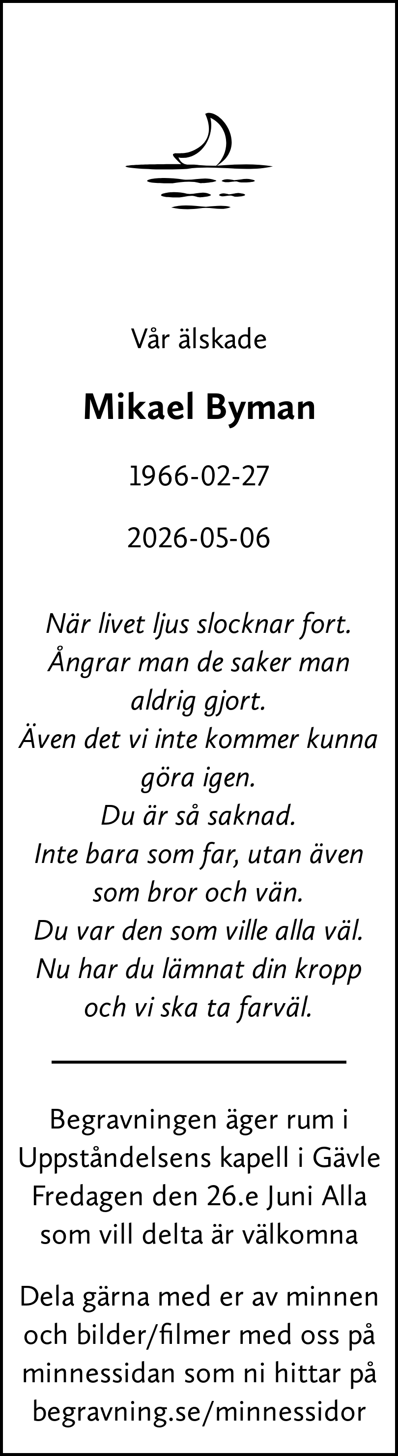 Dödsannons för Mikael