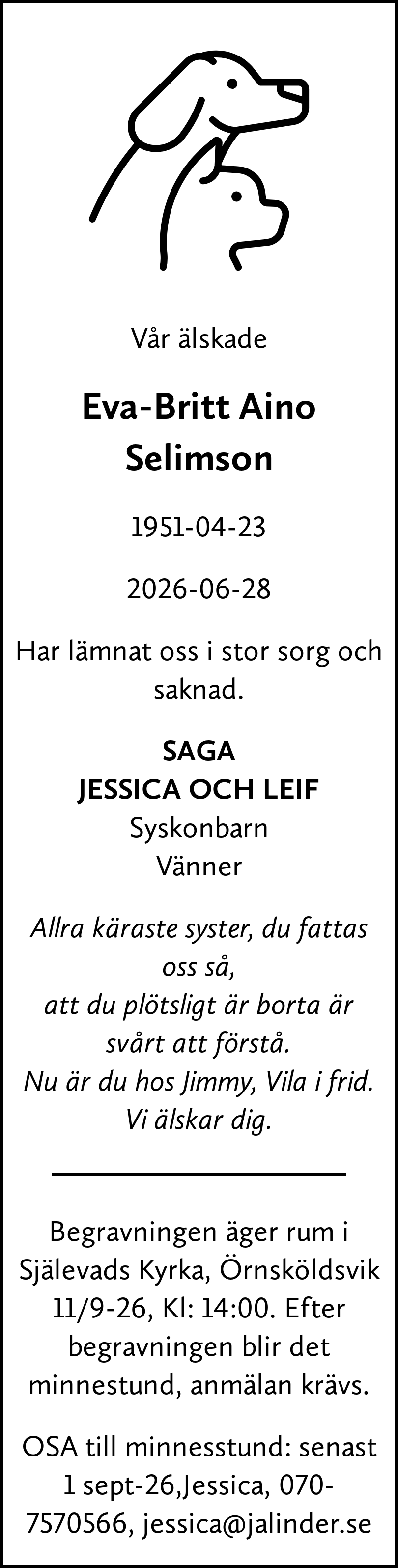 Dödsannons för Eva-Britt Aino