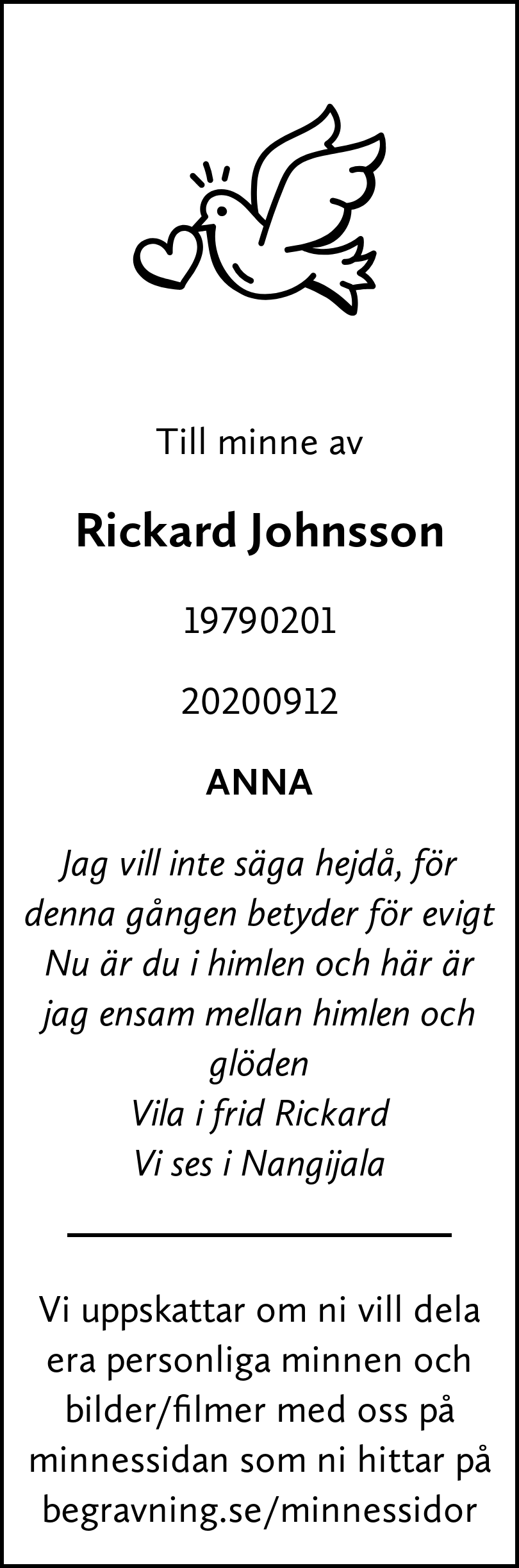 Dödsannons för Rickard