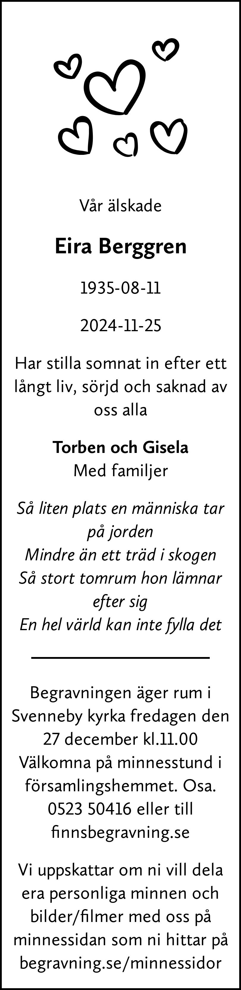 Dödsannons för Eira