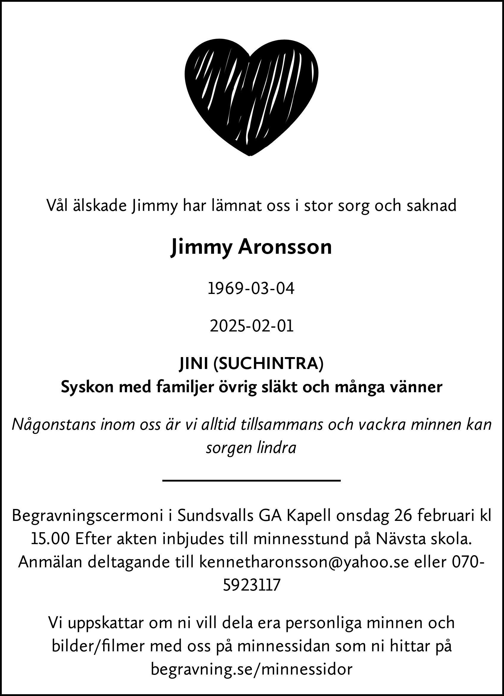 Dödsannons för Jimmy