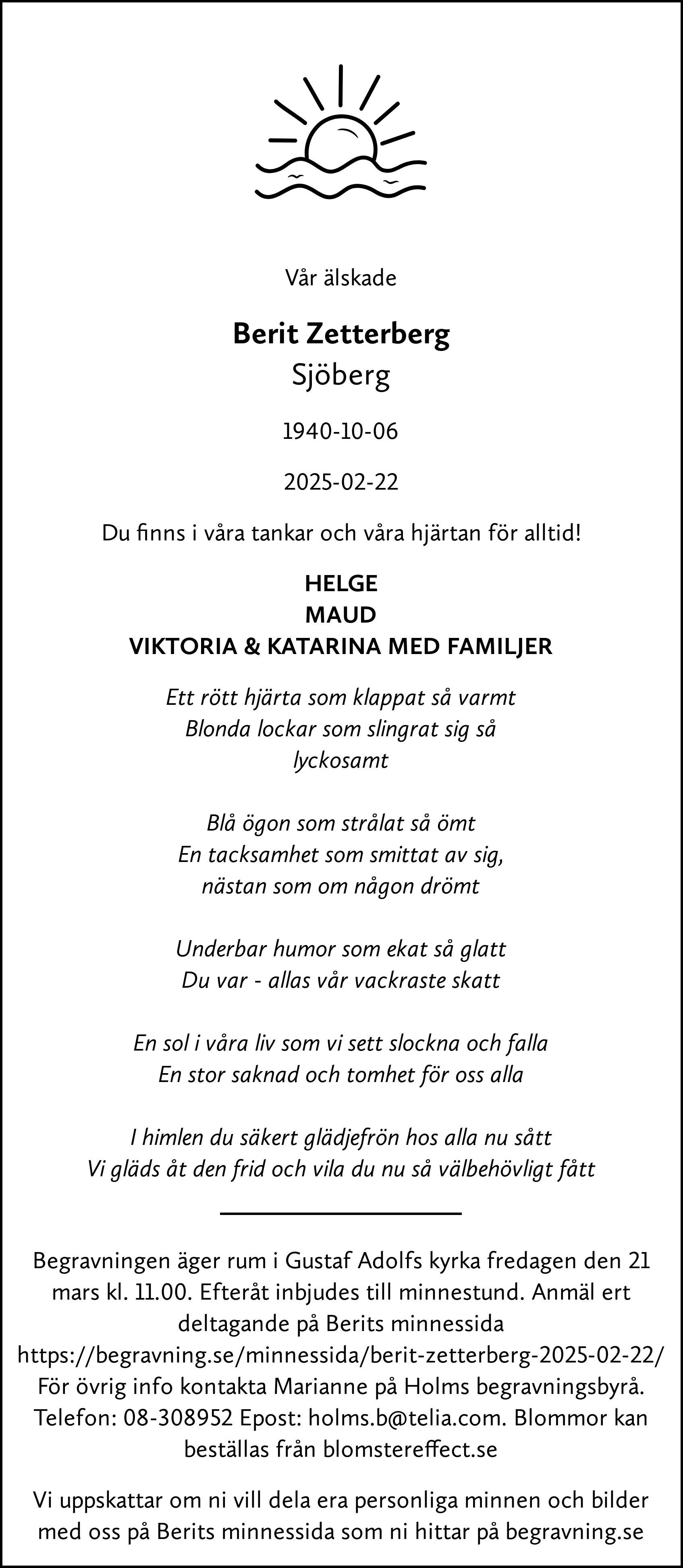 Dödsannons för Berit