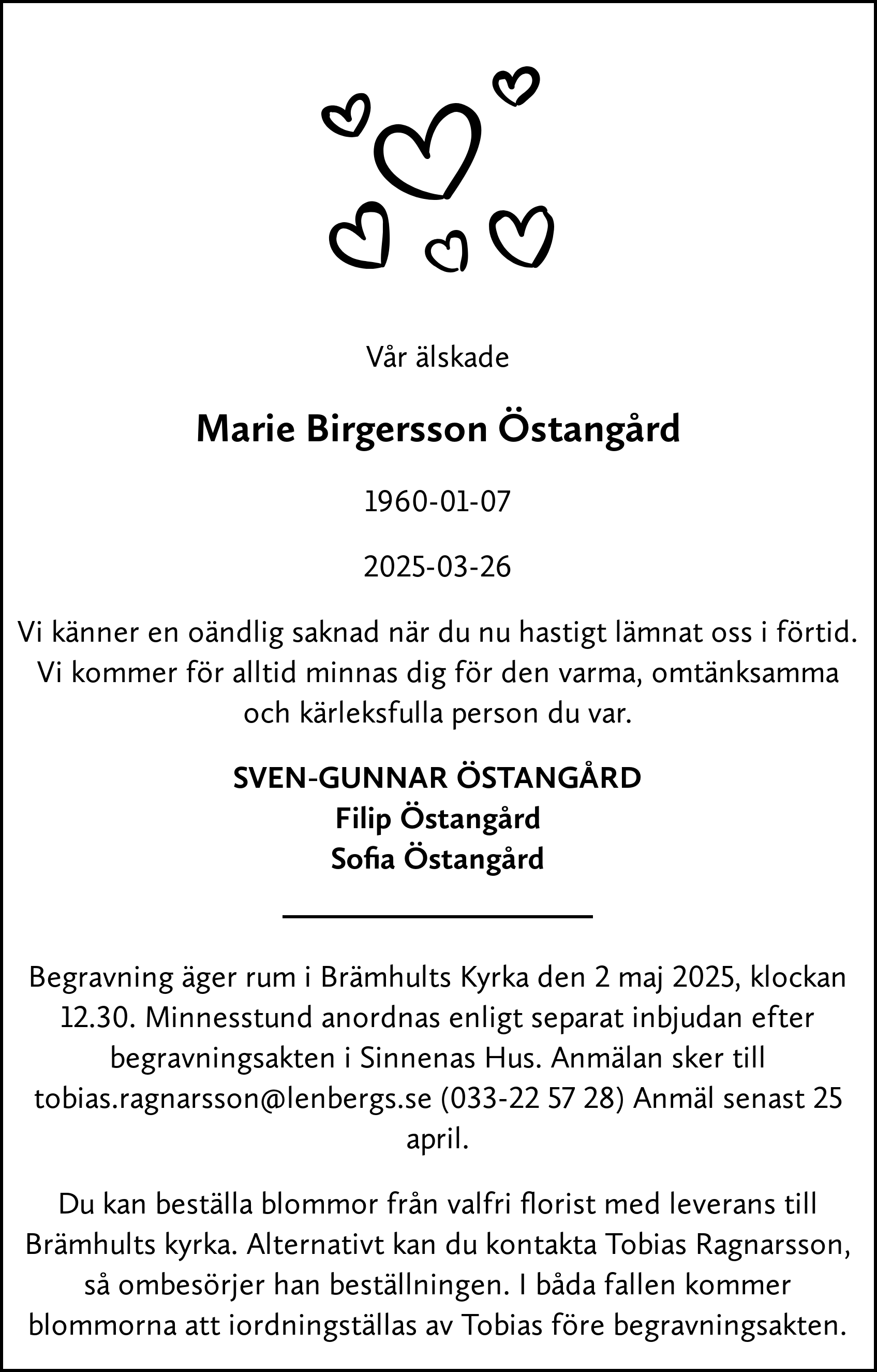 Dödsannons för Marie