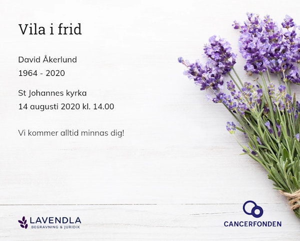 Inbjudningskort till ceremonin för David Åkerlund