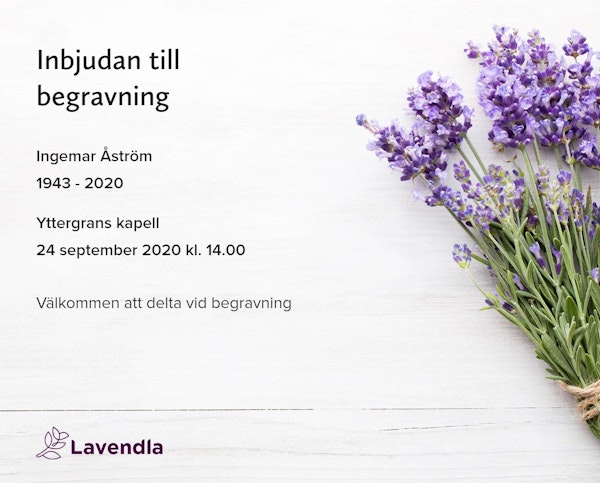 Inbjudningskort till ceremonin för Ingemar Åström