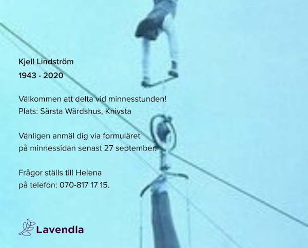 Inbjudningskort till ceremonin för Kjell Lindström