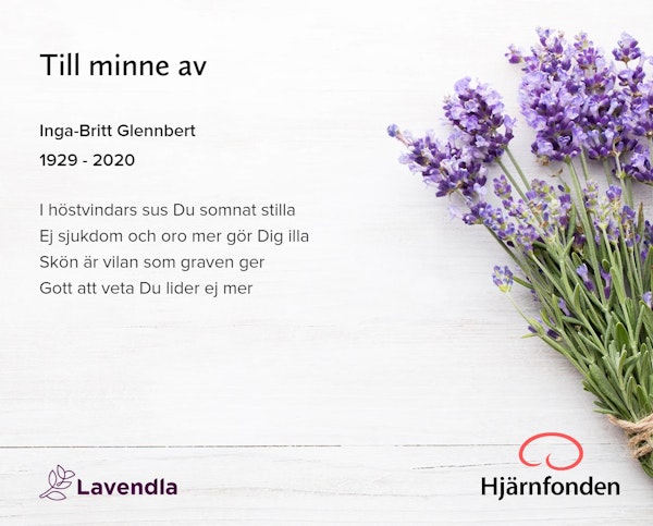 Inbjudningskort till ceremonin för Inga-Britt Glennbert