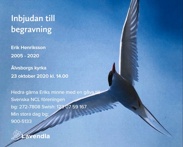 Inbjudningskort till ceremonin för Erik Henriksson
