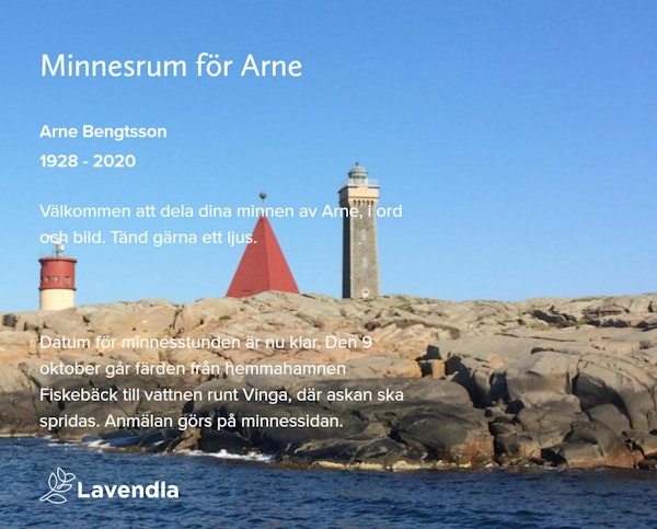 Inbjudningskort till ceremonin för Arne Bengtsson