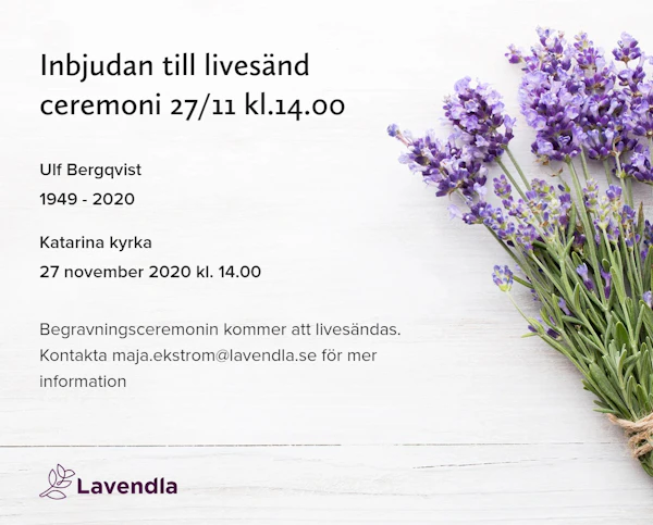 Inbjudningskort till ceremonin för Ulf Bergqvist