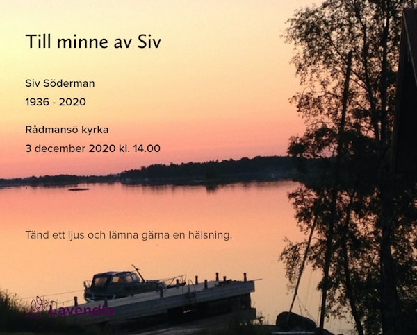 Inbjudningskort till ceremonin för Siv Söderman