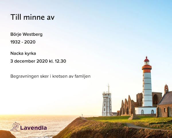 Inbjudningskort till ceremonin för Börje Westberg