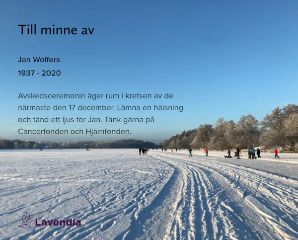 Inbjudningskort till ceremonin för Jan Wolfers