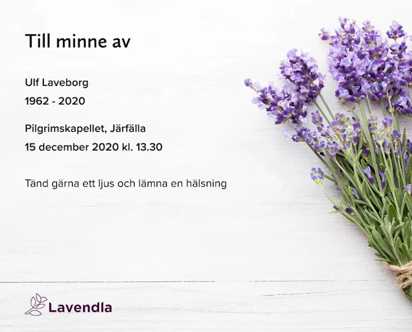 Inbjudningskort till ceremonin för Ulf Laveborg