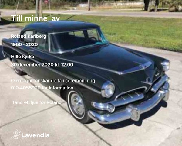 Inbjudningskort till ceremonin för Roland Karlberg
