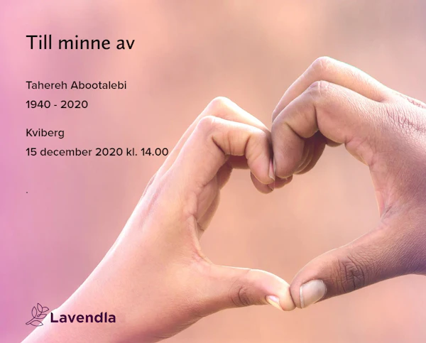 Inbjudningskort till ceremonin för Tahereh Abootalebi