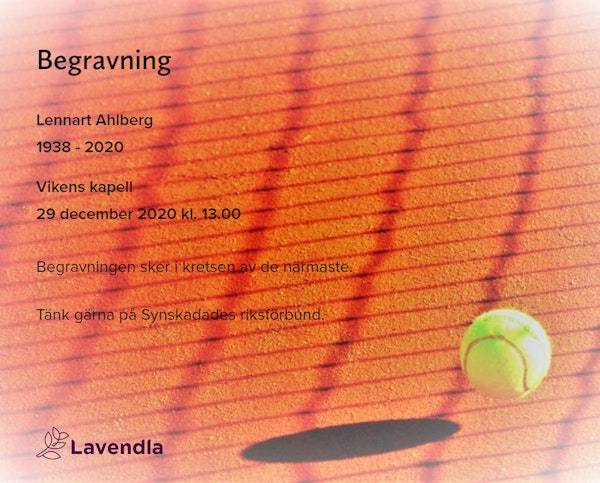 Inbjudningskort till ceremonin för Lennart Ahlberg