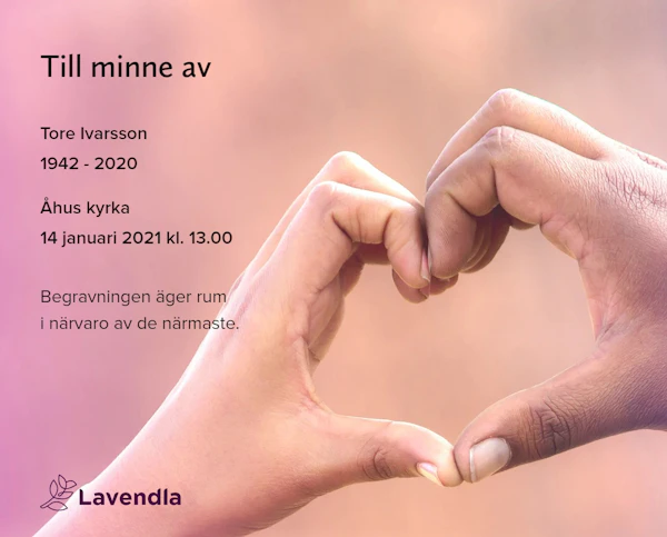 Inbjudningskort till ceremonin för Tore Ivarsson