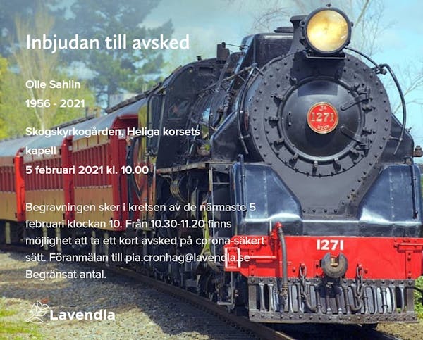 Inbjudningskort till ceremonin för Olle Sahlin