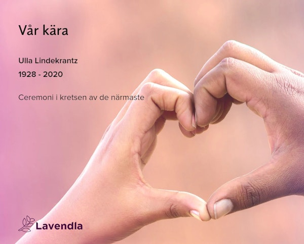 Inbjudningskort till ceremonin för Ulla Lindekrantz