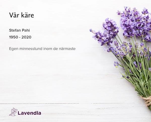 Inbjudningskort till ceremonin för Stefan Pahi