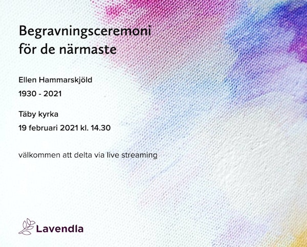 Inbjudningskort till ceremonin för Ellen Hammarskjöld