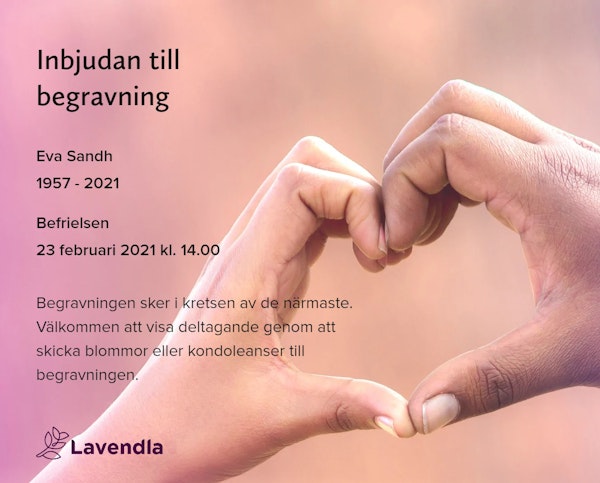 Inbjudningskort till ceremonin för Eva Sandh