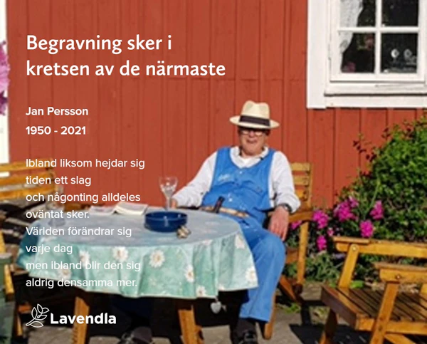 Inbjudningskort till ceremonin för Jan Persson