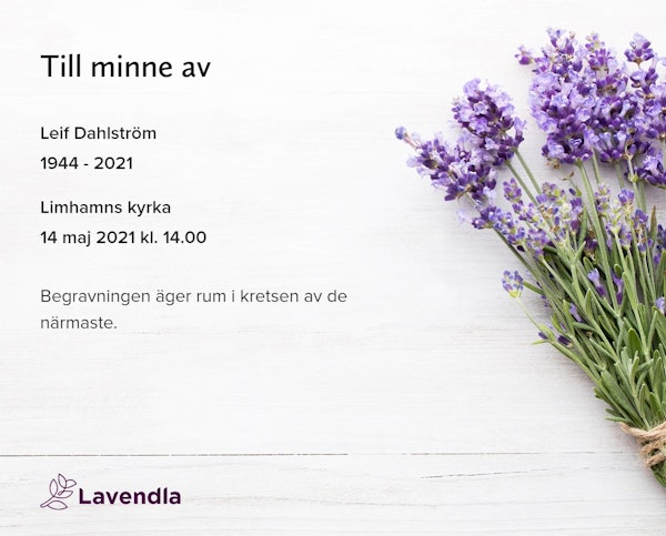 Inbjudningskort till ceremonin för Leif Dahlström