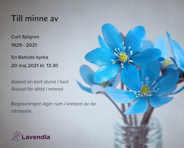 Inbjudningskort till ceremonin för Curt Sjögren