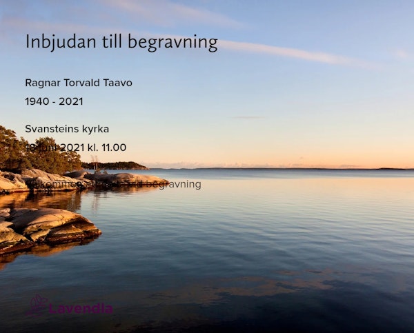 Inbjudningskort till ceremonin för Ragnar Torvald Taavo