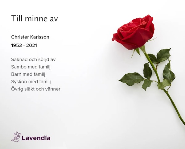 Inbjudningskort till ceremonin för Christer Karlsson