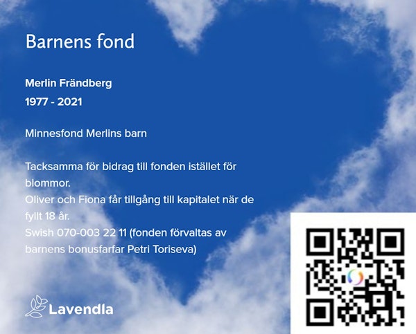 Inbjudningskort till ceremonin för Merlin Frändberg