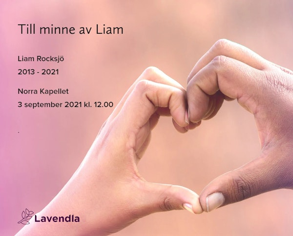 Inbjudningskort till ceremonin för Liam Rocksjö