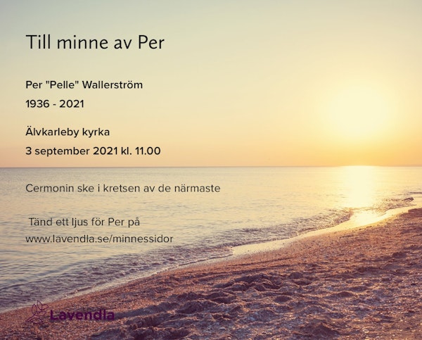 Inbjudningskort till ceremonin för Per “Pelle” Wallerström