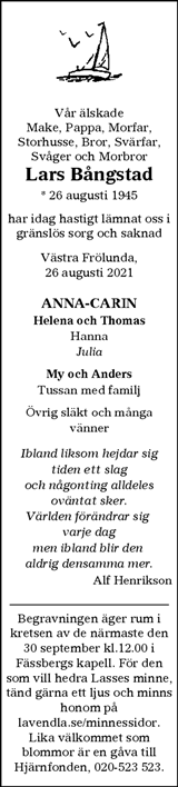 Dödsannons för Lars