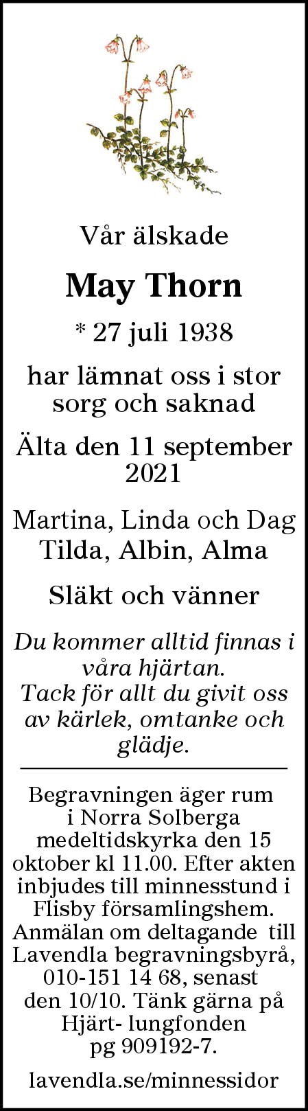 Dödsannons för May