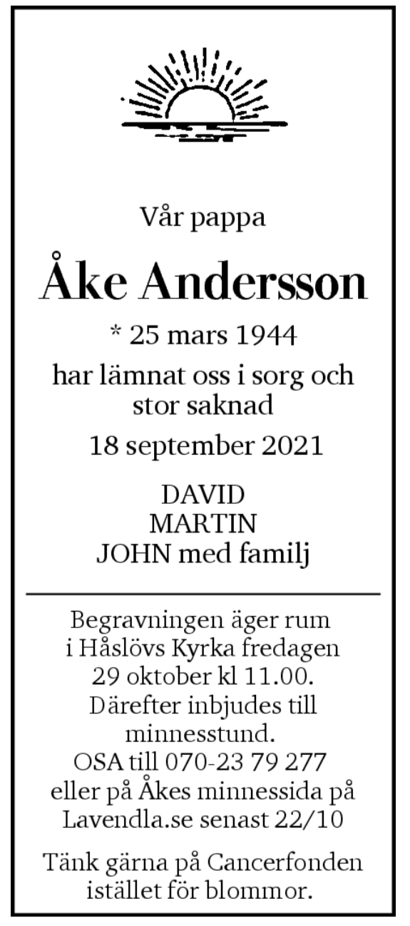 Dödsannons för Åke