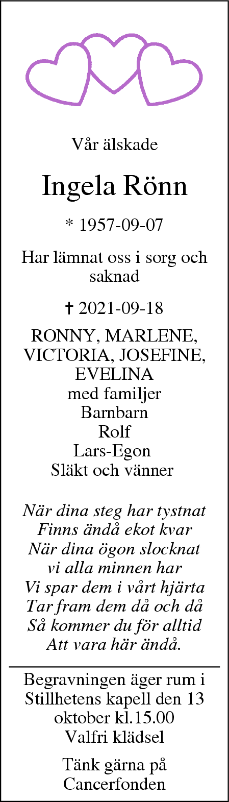 Dödsannons för Ingela
