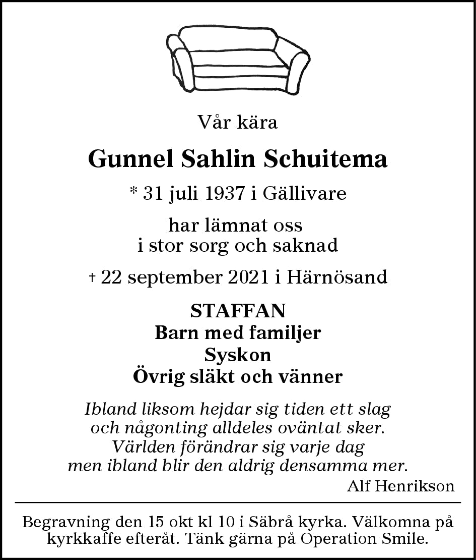 Dödsannons för Gunnel